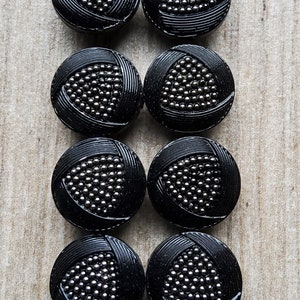 Vintage set of eight small 1930&#39;s Czech glass buttons.