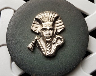 Vintage 1950's large plastic and metal Egyptian themed button.