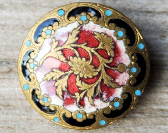 Vintage Paris early 1900's enamel button.