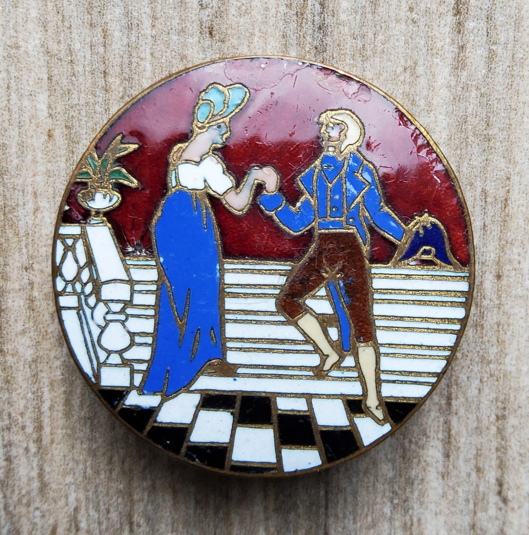 Vintage 1800's Large Champleve Enamel Button. - Etsy