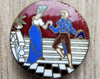 Vintage 1800's large champleve enamel button.