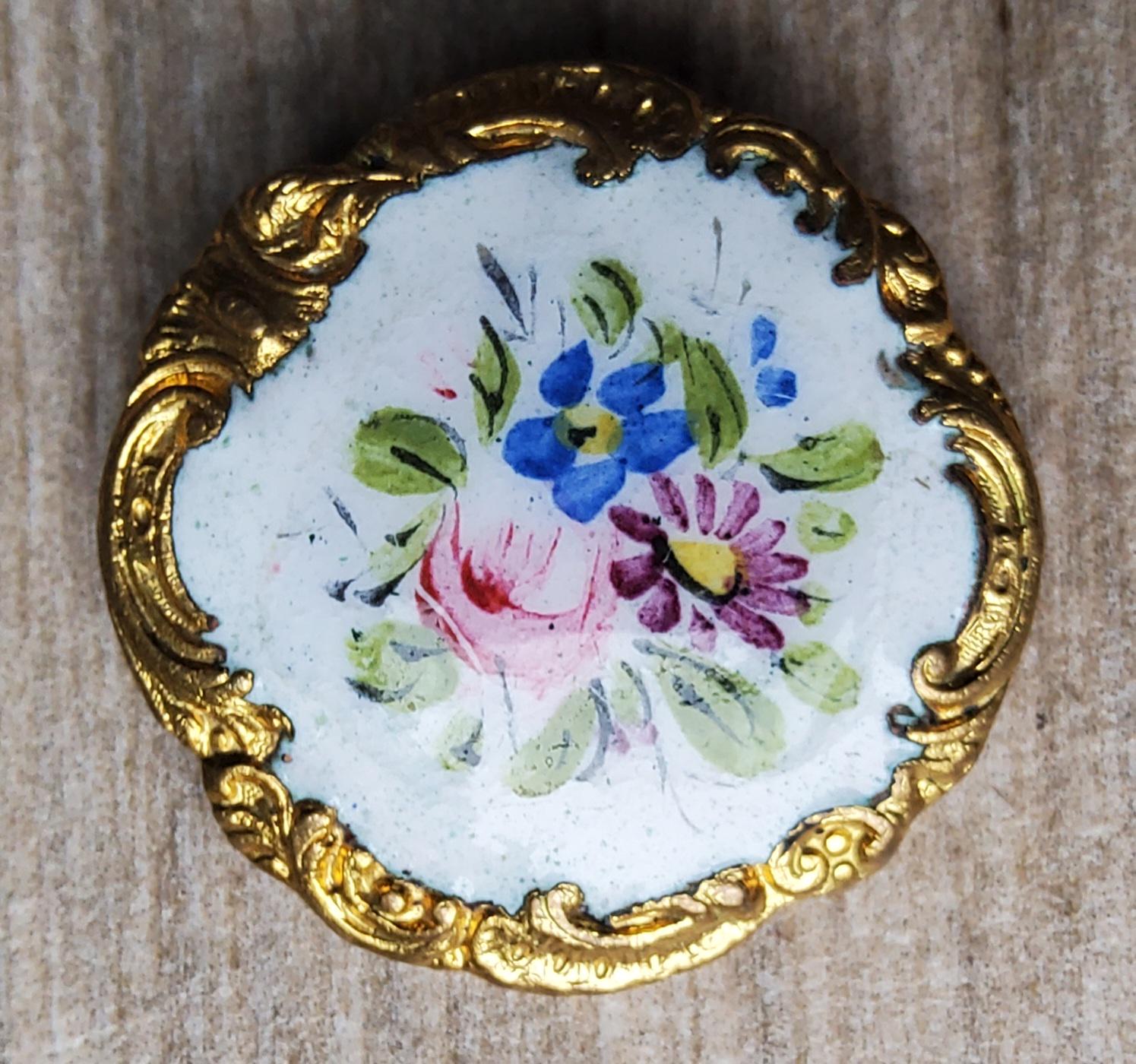 1900 年代のパリのヴィンテージの手描きのエナメルボタン。 - Etsy 日本