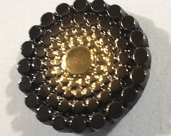 Czech glass black and gold buttons.