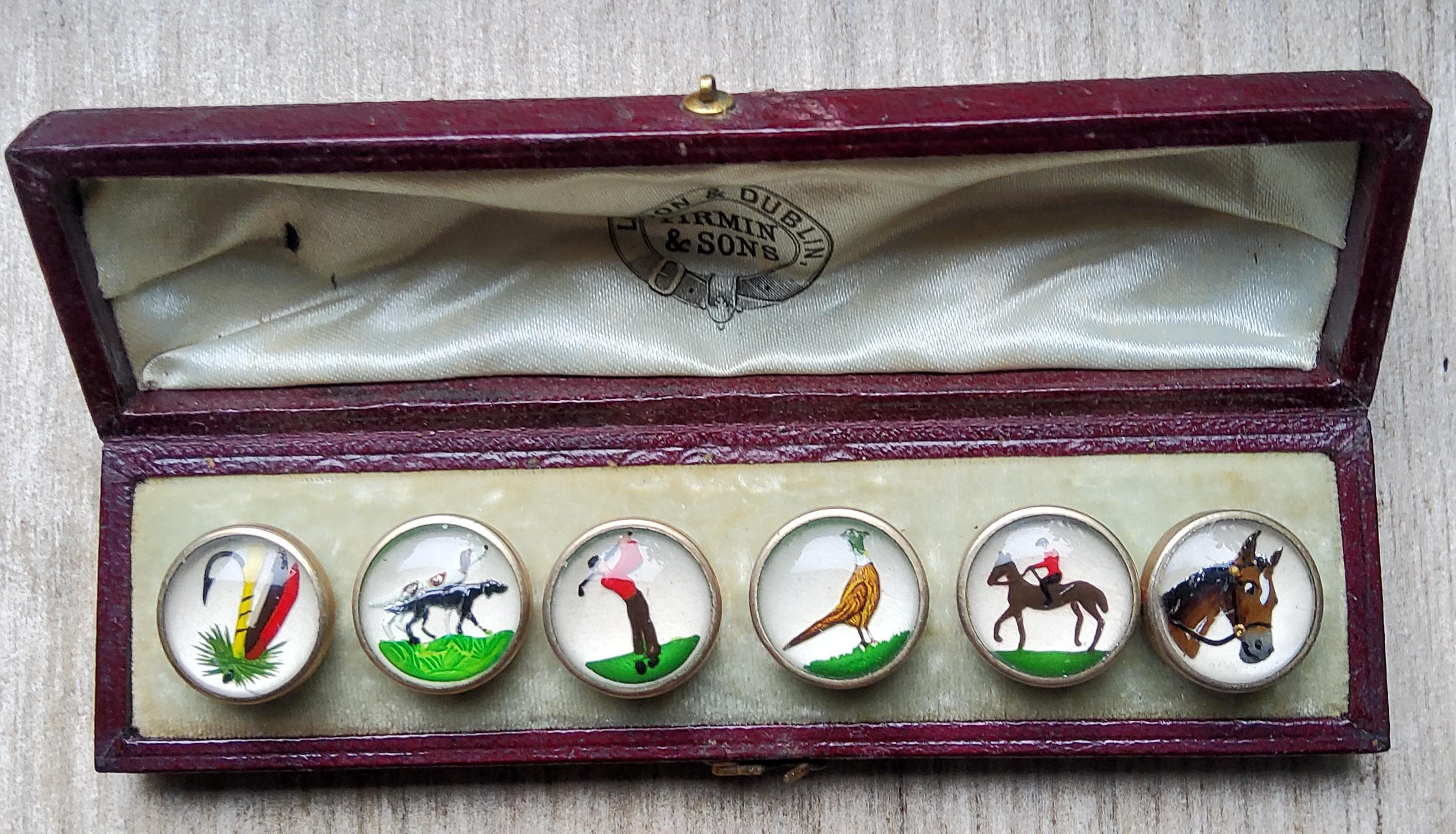 Edwardian 18ct Gold Collar Studs In Original Box C1900