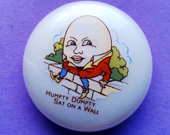 Vintage Humpty Dumpy nursery rhyme button.