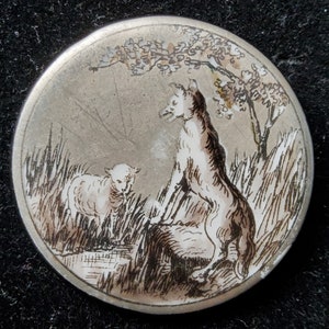 Very large hand painted 19th Century porcelain button.