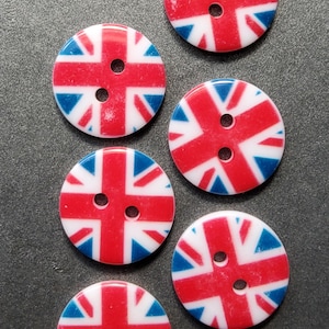 Vintage set of six Union Jack jacket buttons.