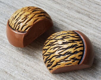 Vintage pair large wooden coat buttons - 1930's.