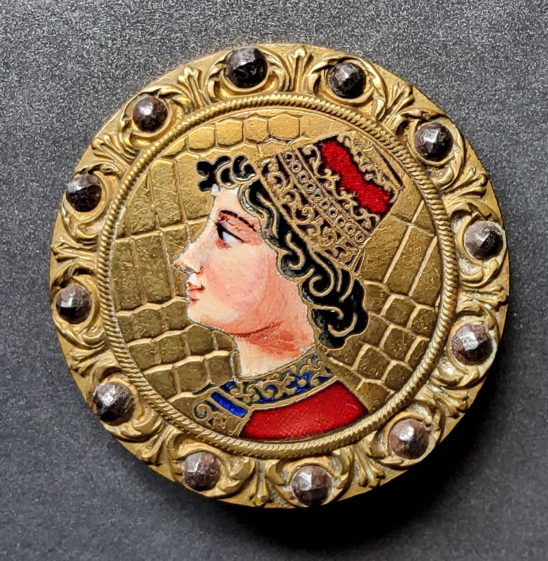 19th Century Hand Painted Renaissance Enamel Button. - Etsy