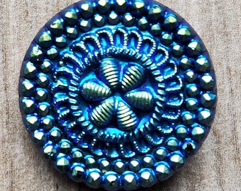 Vintage iridescent Czech glass button.
