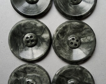 Vintage 1930's set of six large marbled grey coat buttons.