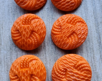 Vintage set of six 1920-30's orange glass  buttons.