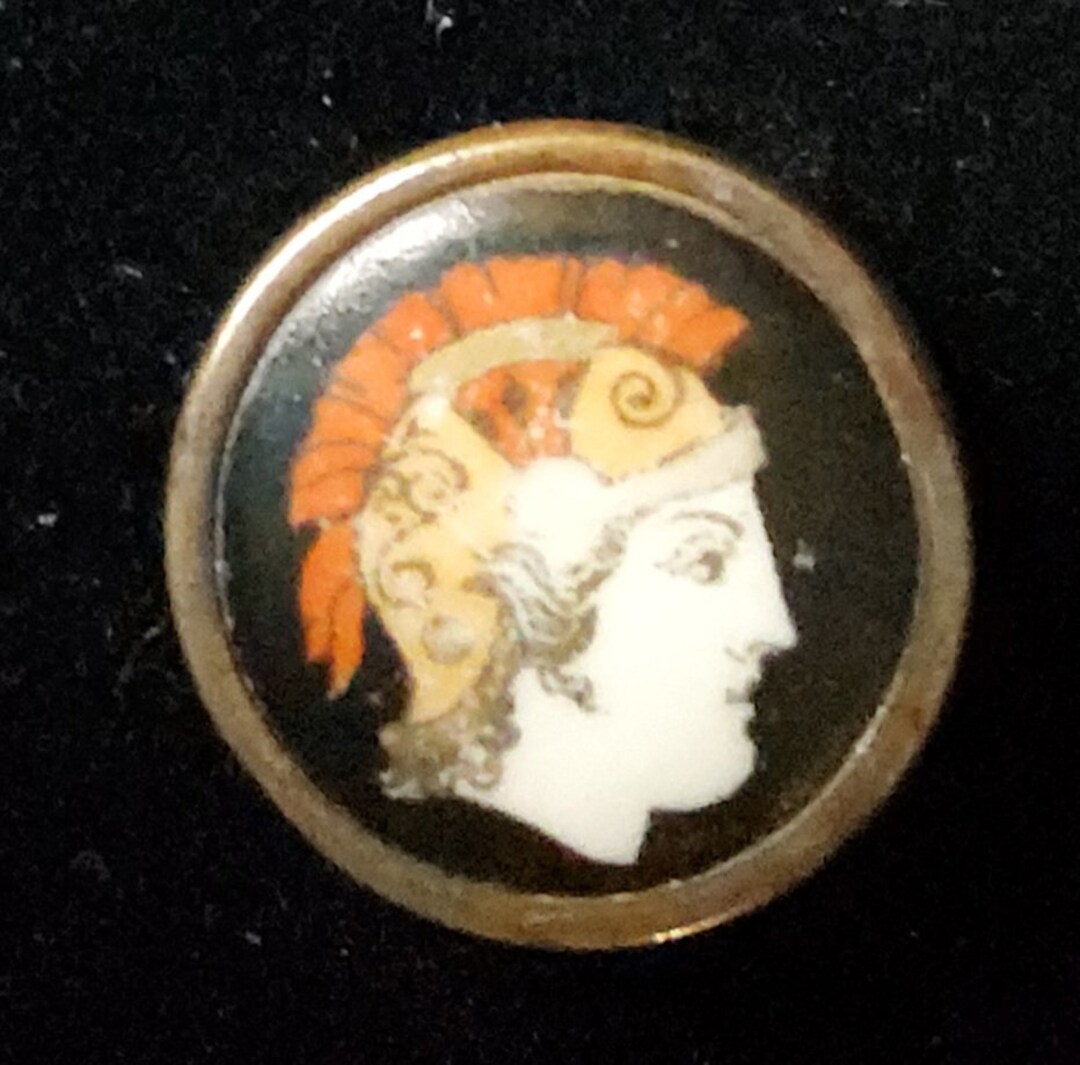 Vintage 1870's Ceramic Button of Ancient Greek Figure. - Etsy