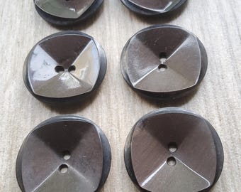 Juego vintage de seis botones grandes de mármol para abrigos, de la década de 1930.