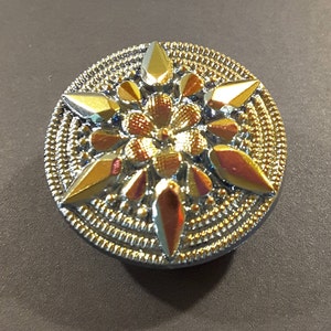 Czech glass mirrored iridescent button.
