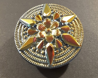 Czech glass mirrored iridescent button.