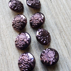 Vintage set of eight Czech glass flower buttons.