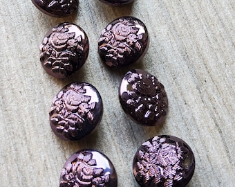 Vintage set of eight Czech glass flower buttons.