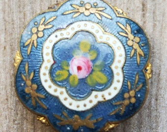 Vintage large early 1900's guilloche enamel button.