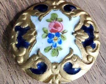 Early 1900's Paris Backed Hand Painted Enamel Button. - Etsy
