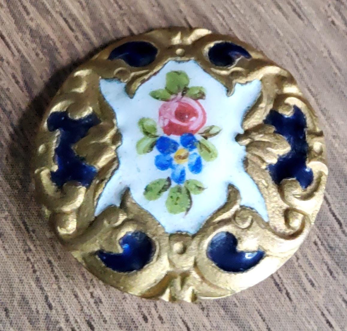 Early 1900's Paris Backed Hand Painted Enamel Button. - Etsy
