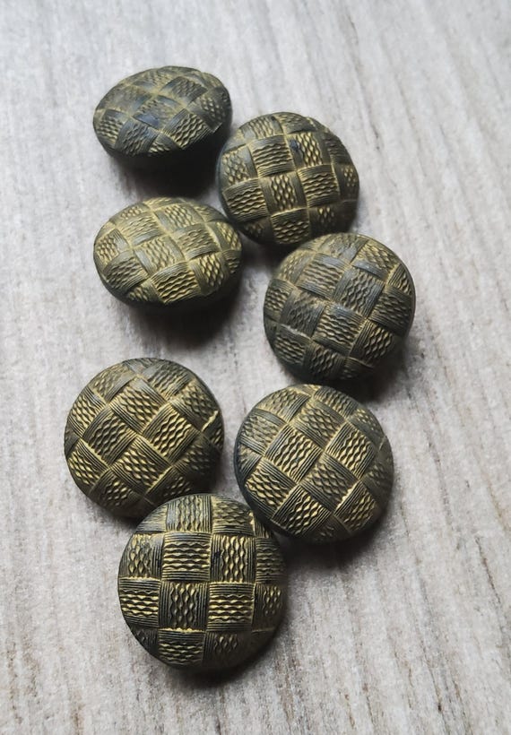 Lot De Boutons Anciens En Verre Noir Des Années 1930 - Mercerie Vintage - 11 à 20 Pièces