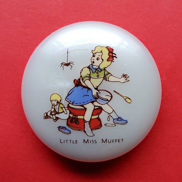 Vintage 'Little Miss Muffet' nursery rhyme button.