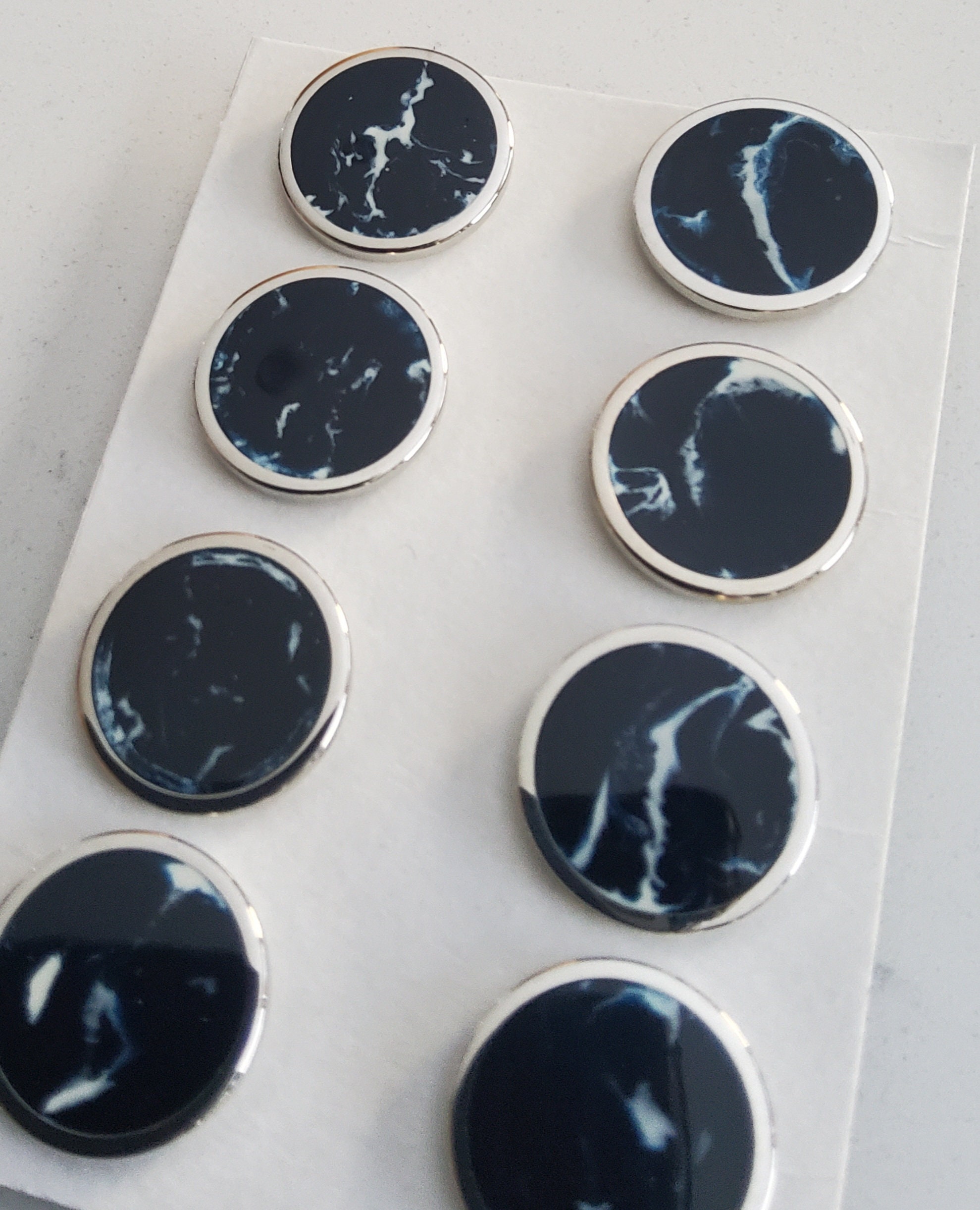 Vintage Set of Eight Metal Marble Effect Buttons. - Etsy Australia