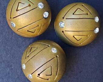 Vintage set of three Art deco jacket buttons