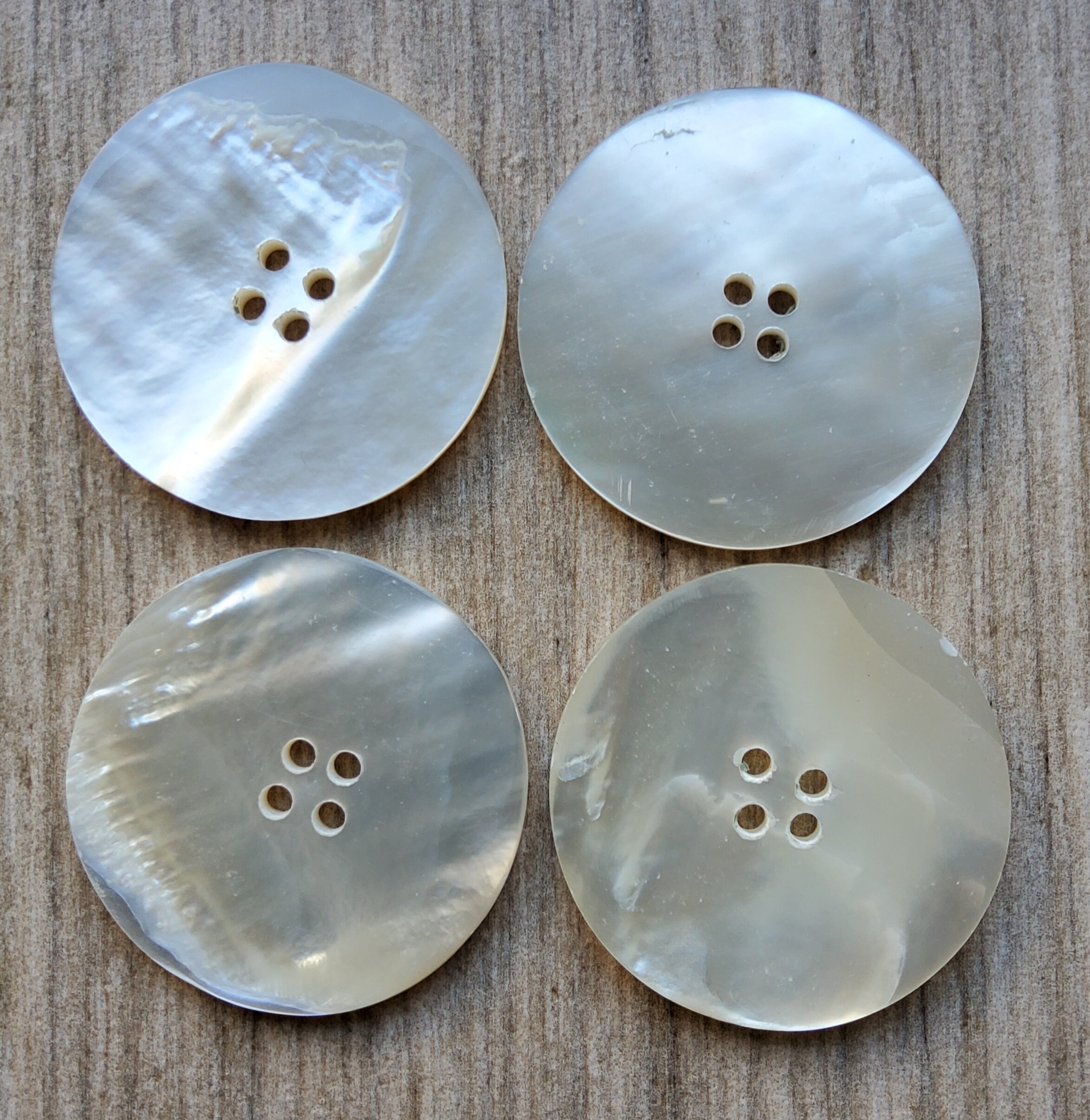Vintage Set of Four (40mm) Natural Mother of Pearl Buttons. - Etsy
