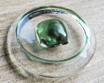 Vintage Edwardian large faceted clear glass button.