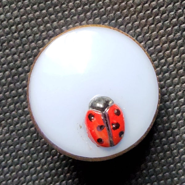 bouton coccinelle en verre vintage.