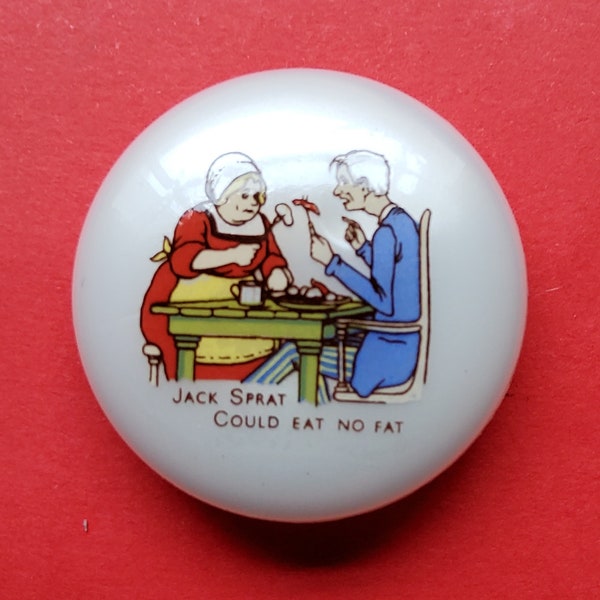 Vintage nursery rhyme button 'Jack Sprat.'