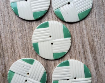 Vintage five 1930's large English early plastic coat buttons.