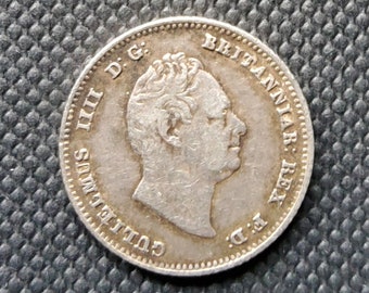 1836 - William IV - Groat four pence coin button.