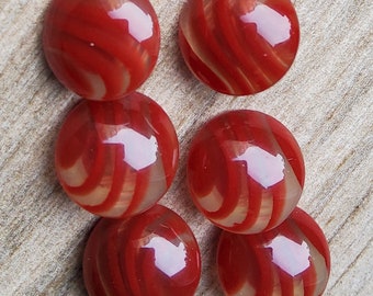 Nice set of six small clear and red acrylic jacket buttons.