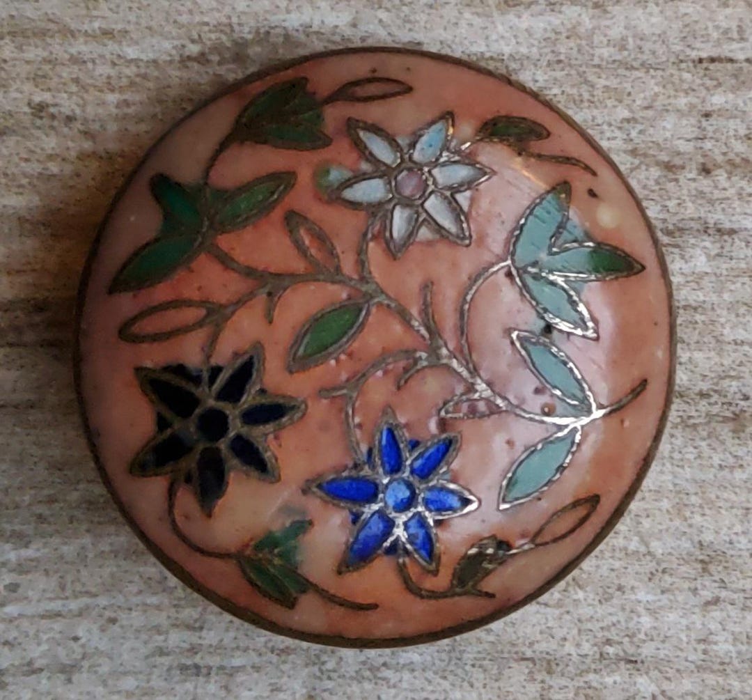 Vintage 1900's Domed Champleve Enamel Floral Button. - Etsy