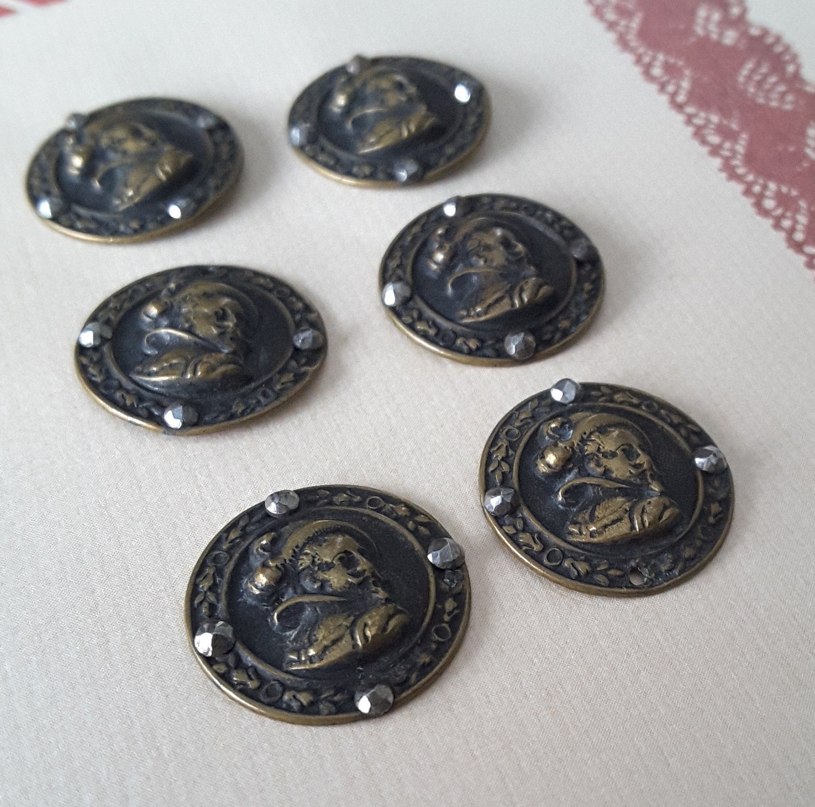 Vintage Set of Six Late 1800's Brass Buttons. Etsy