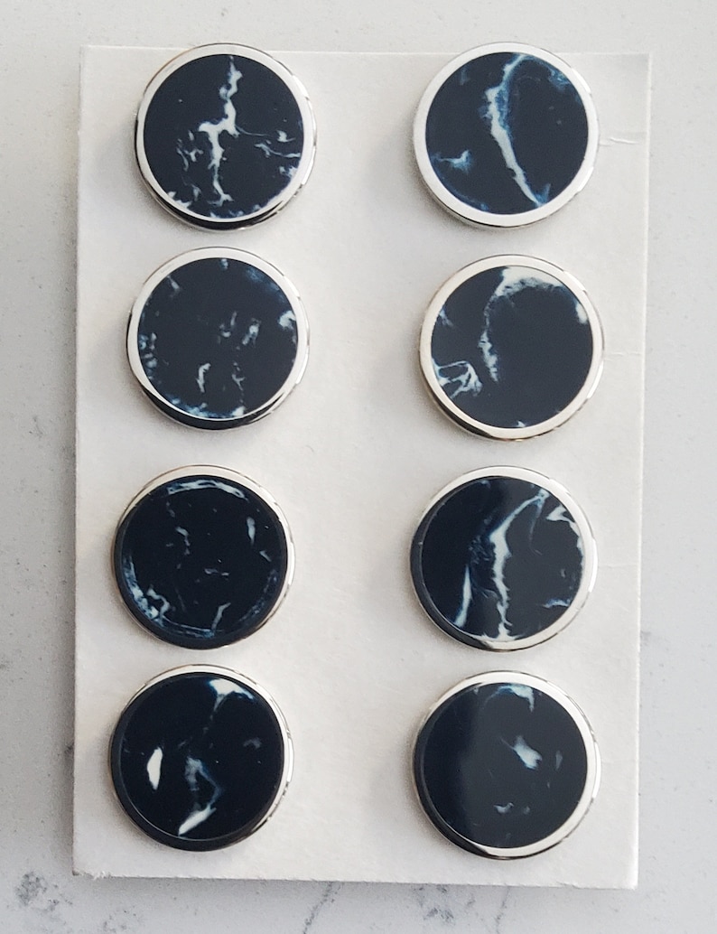 Vintage Set of Eight Metal Marble Effect Buttons. - Etsy