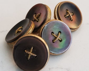 Vintage early 1900's set of five gilt waistcoat buttons.