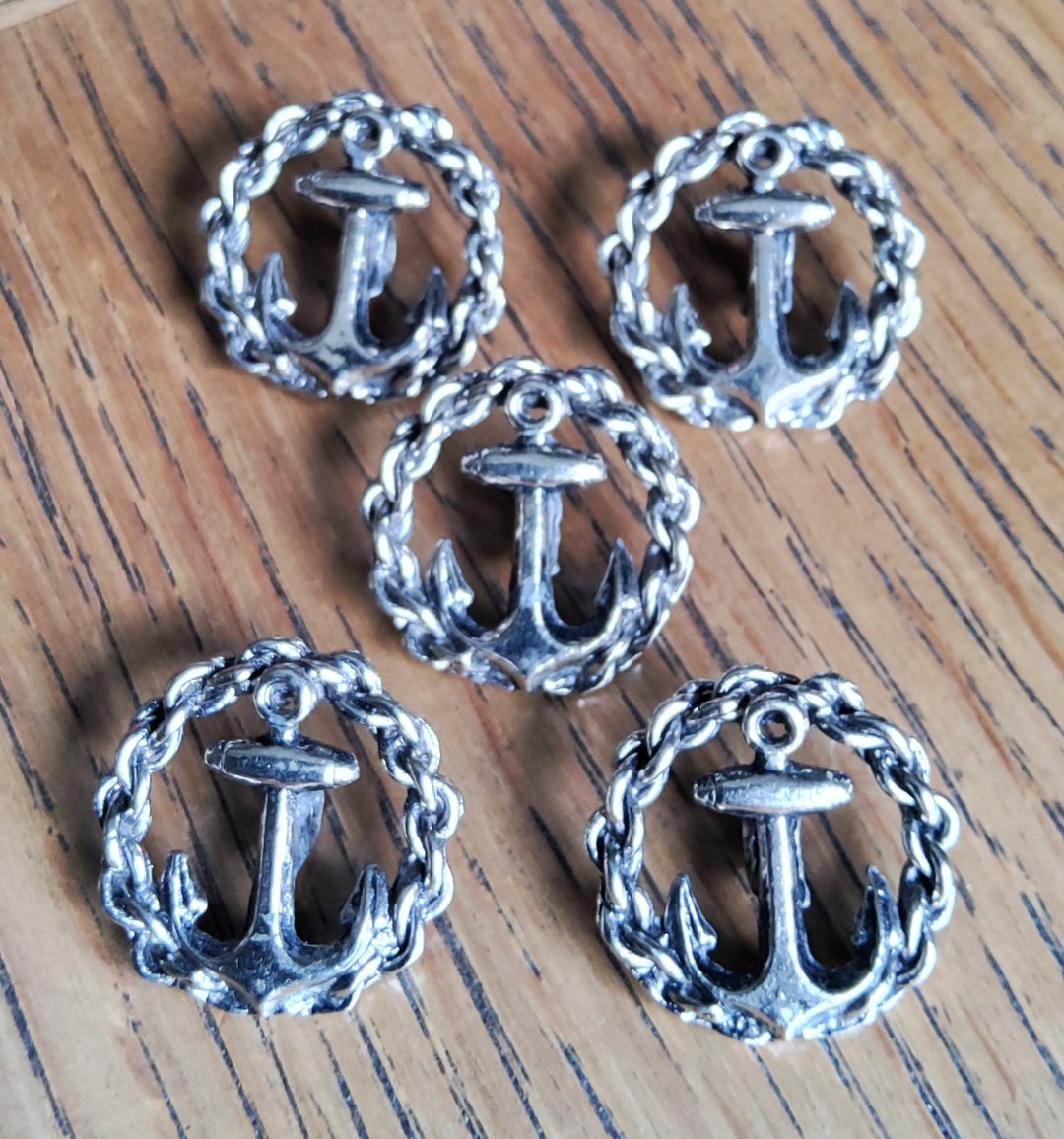 Vintage Set of Five Metal Anchor Jacket Buttons. - Etsy