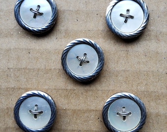 Vintage set of six early 1900's mother of pearl waistcoat buttons.