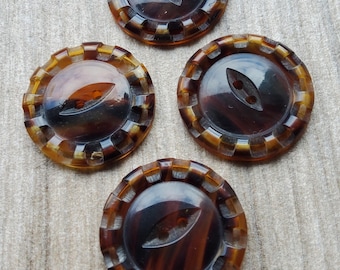 Vintage set of four 1930's faux horn buttons.