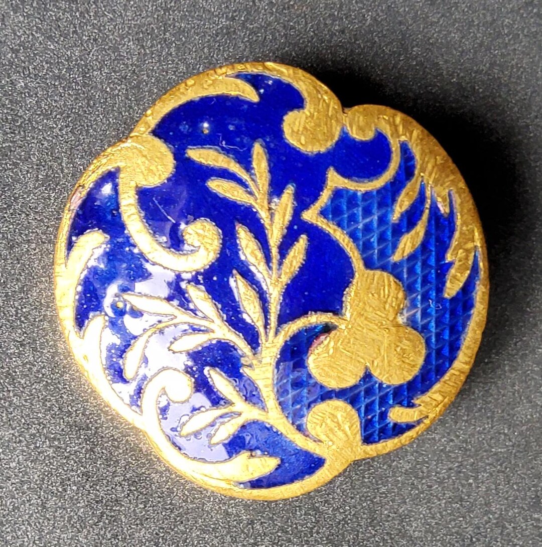 Early 1900's Paris Backed Blue Enamel Button. - Etsy