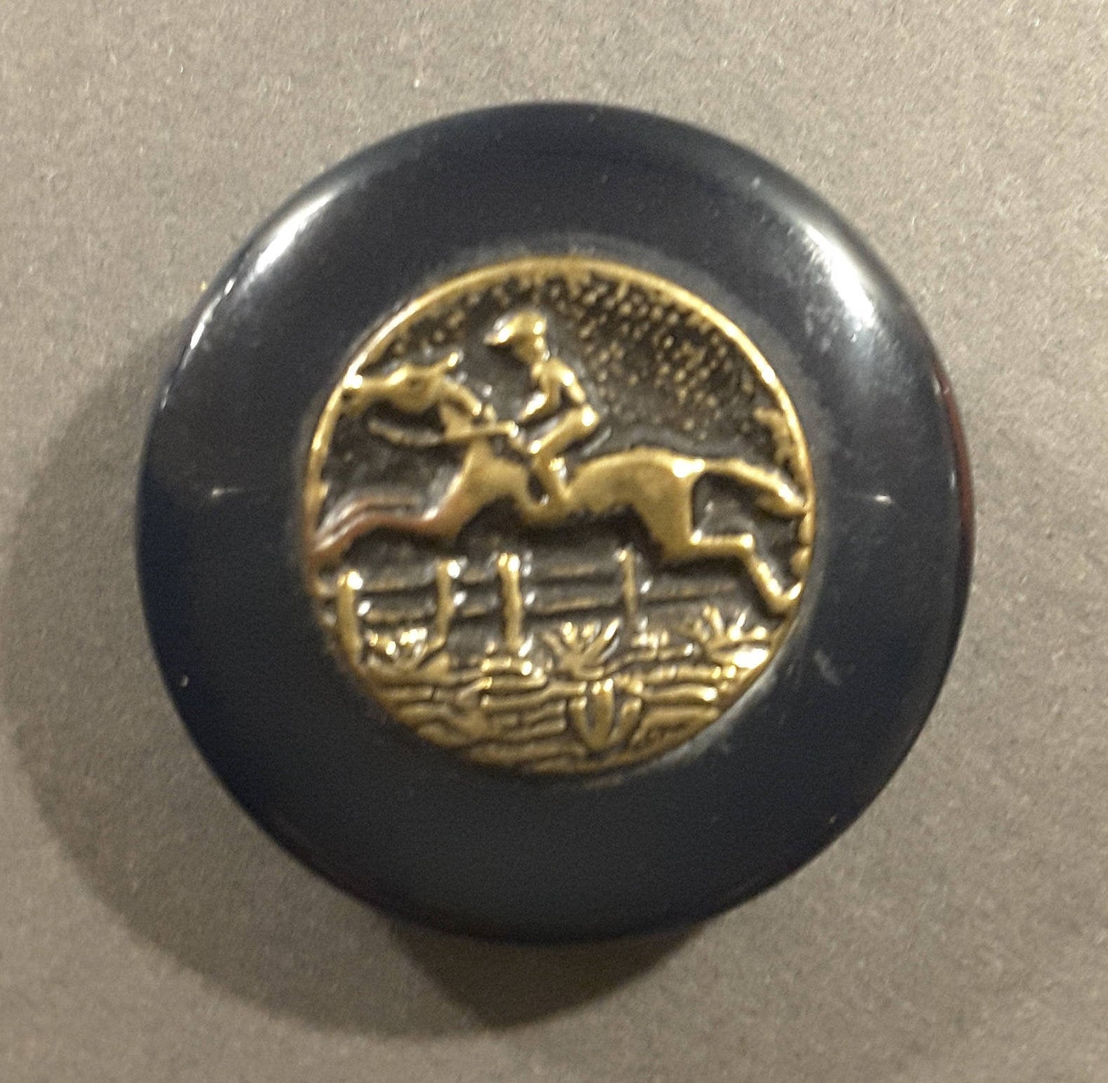 Image of 1930's Bakerlite Button Depicting Horse & Rider