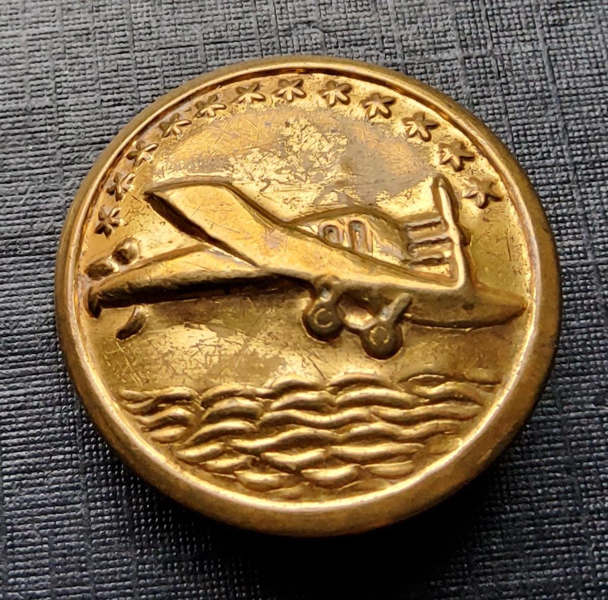 Vintage 1927 'the Spirit of St Louis' Brass Commemorative Button