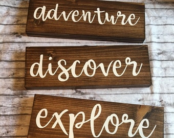 Adventure, Discover, Explore, Travel Wood Signs, Travel Decor, RV Decor, Camper Decor