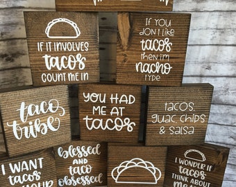 MINI SIGNS - Taco Mini Signs, Tiered Tray Decor, Taco Decor, Kitchen Decor