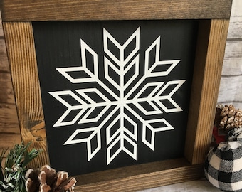 Snowflake Wood Sign, Christmas Decor, Winter Decor, Snowflake Sign