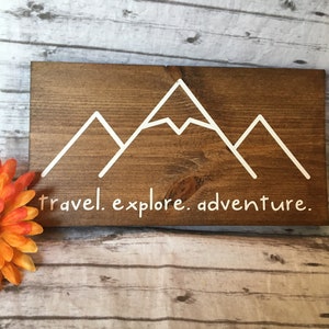 Travel Explore Adventure Wood Sign, Travel Decor, RV Decor, Camper ...